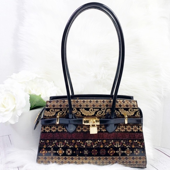 TALJA Embossed Genuine Italian Leather Handbag/Shoulder Purse - Picture 1 of 10